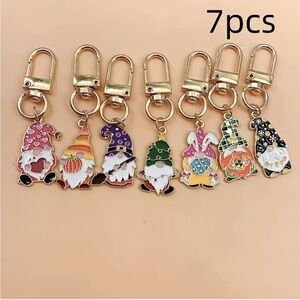 Colorful Gnome Charms Set - 7 Pieces